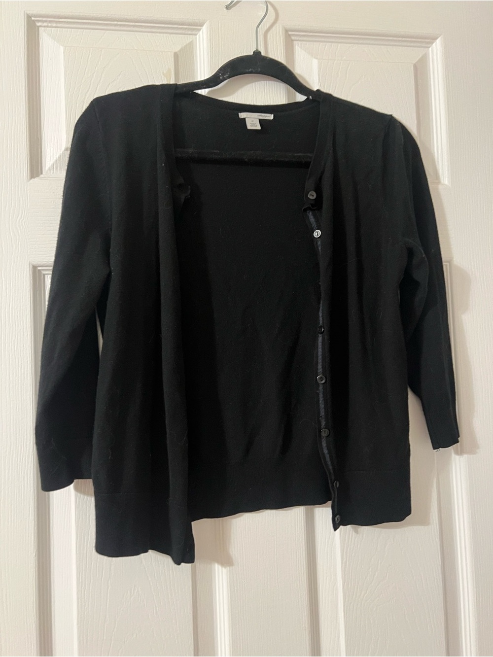 Halogen Black Lightweight Button-Front Cardigan
